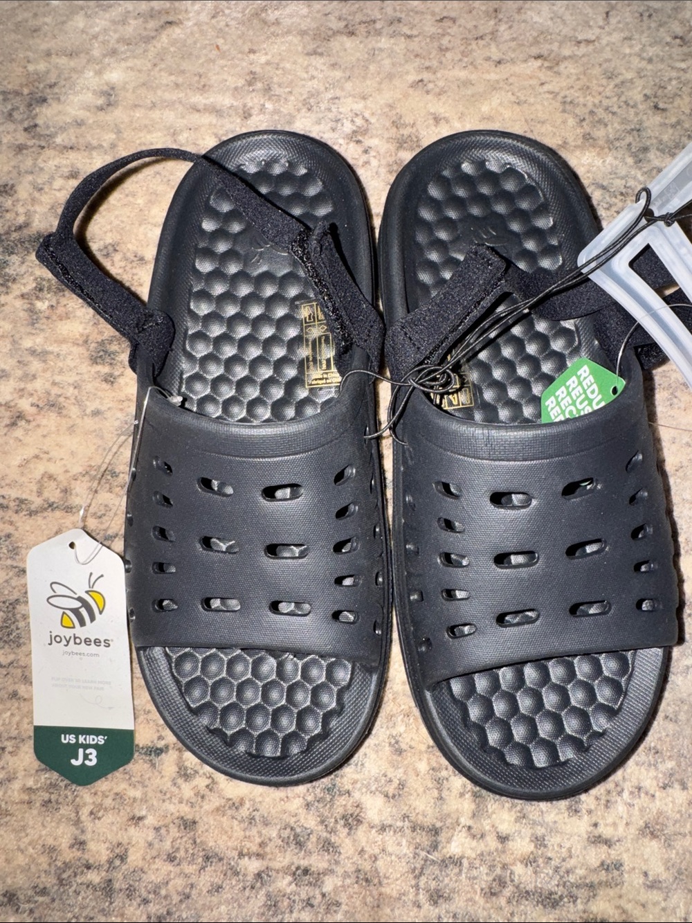 Joybees Kids' Black Sandals with Adjustable Heel Strap